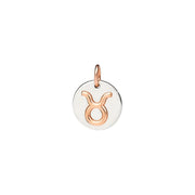 Ciondolo Zodiaco Toro DoDo in argento e oro rosa 9K, simbolo di forza e determinazione, con cordino nero incluso.